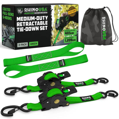 1" x 10' Retractable Ratchet Straps
