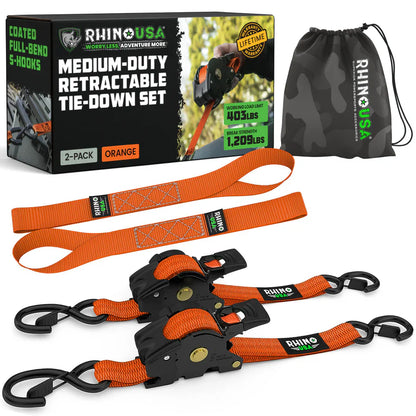 1" x 10' Retractable Ratchet Straps