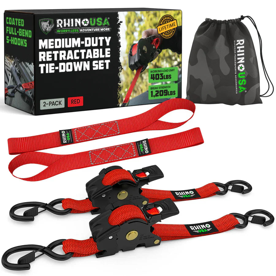 1" x 10' Retractable Ratchet Straps