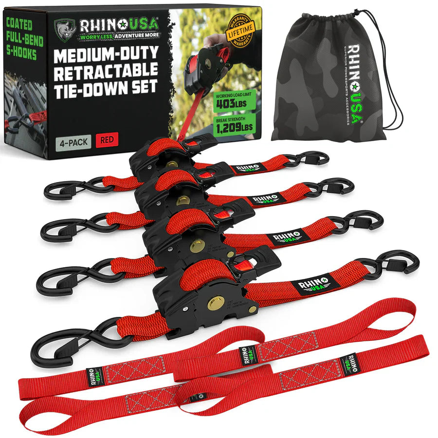 1" x 10' Retractable Ratchet Straps