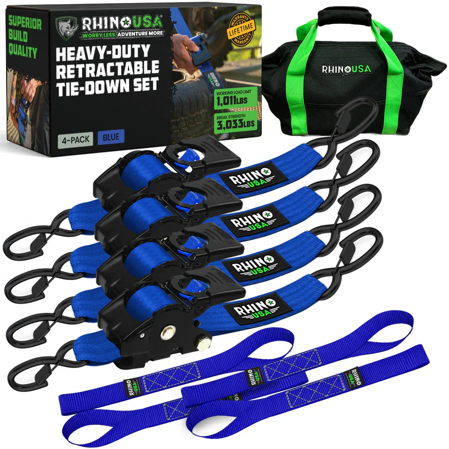 1" x 10' Retractable Ratchet Straps