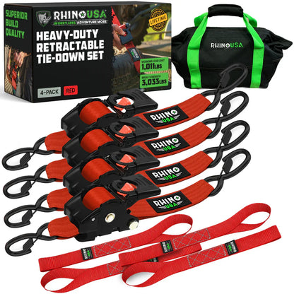 1" x 10' Retractable Ratchet Straps