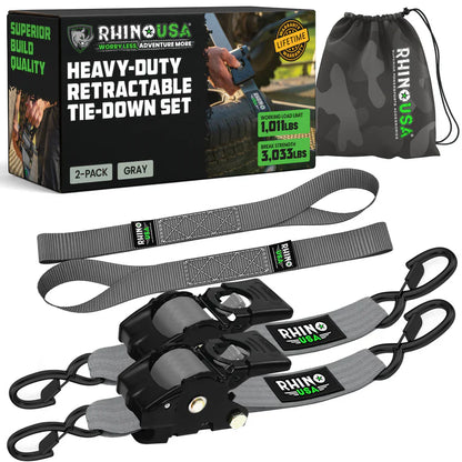 1" x 10' Retractable Ratchet Straps