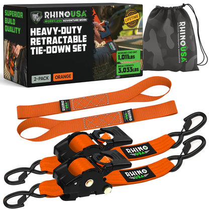 1" x 10' Retractable Ratchet Straps